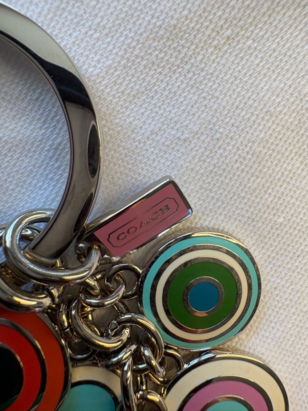 Coach Multicolor Enamel Target Disc Charm Key Ring - Picture 4 of 5
